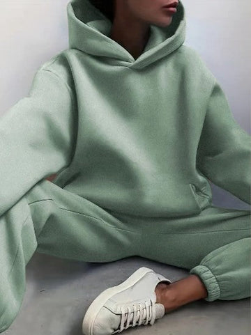 Women's Oversized Hoodie & Jogger Set - Soft Cotton Fleece - Relaxed Fit - Cozy Loungewear