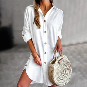 Women's Shirt Dress - Button-Down - Lightweight Breathable Fabric - Relaxed Fit