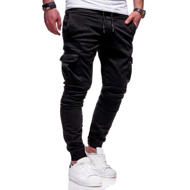 Men’s Cargo Joggers – Relaxed Fit – Cotton Blend – Drawstring Waist – Ribbed Cuffs