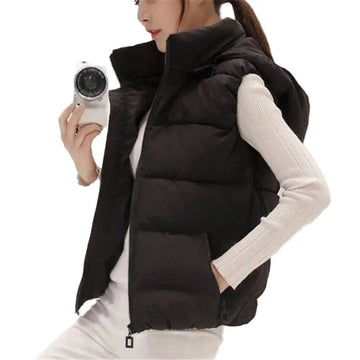 Women's Hooded Sleeveless Puffer Jacket – Lightweight Winter Vest