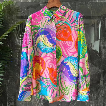 Women's Silk Satin Printed Blouse