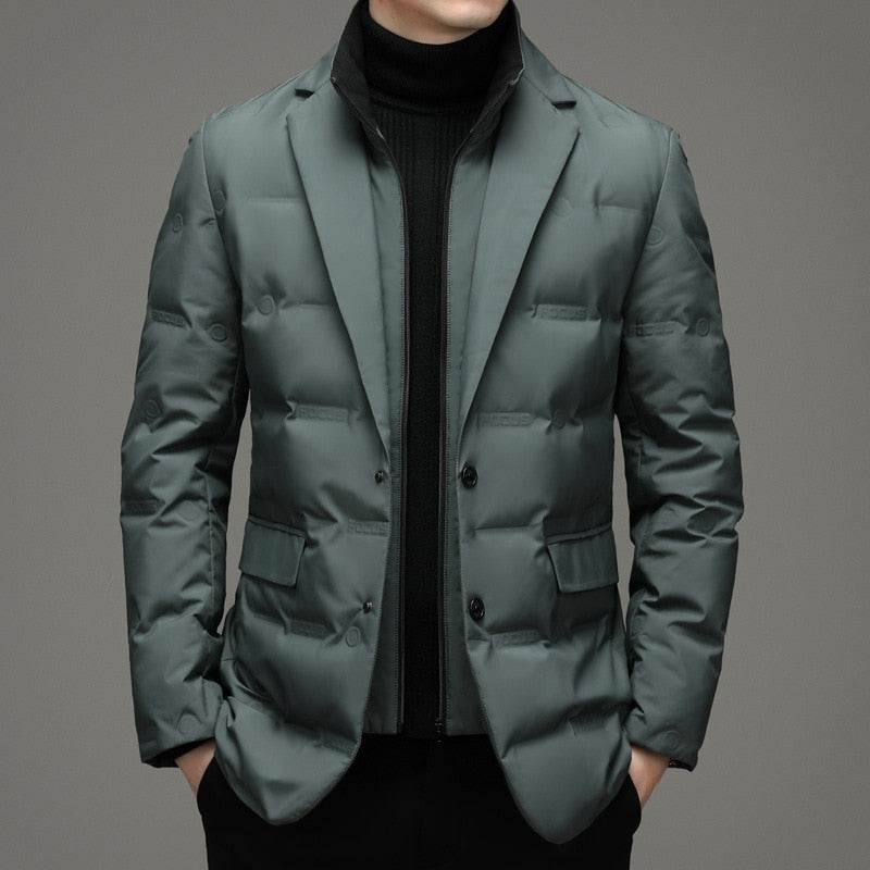 Men’s Quilted Blazer Jacket – Tailored Fit – Notched Lapel – Button Closure – Smart Casual