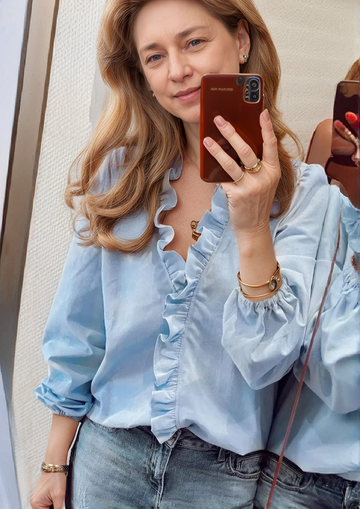 V-Neck Ruffle Long Sleeve Blouse for Women