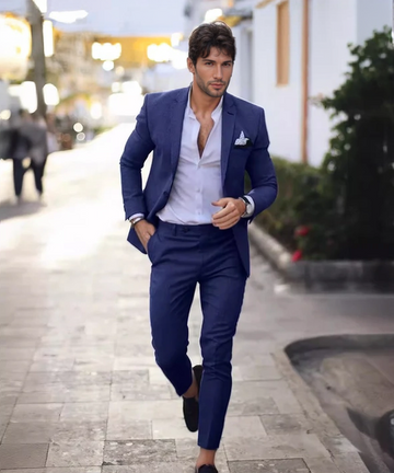 Men’s Two-Piece Suit – Slim Fit – Single-Breasted – Notched Lapel – Flat-Front Trousers