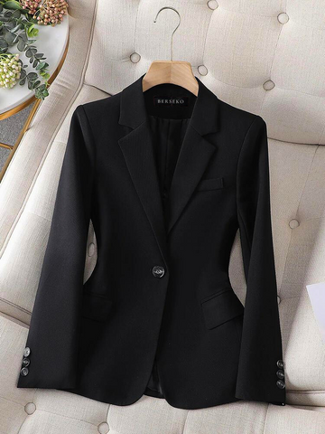 Women's Tailored Blazer - Fitted Silhouette - Single Button - Notched Lapels