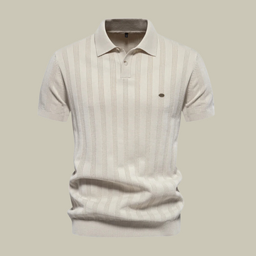 Men’s Polo Shirt – Slim Fit – Ribbed Knit –  Short Sleeve Casual