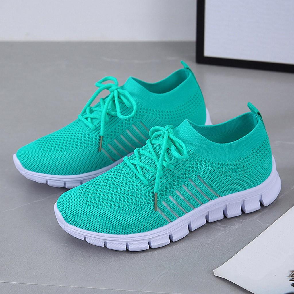 Women’s Sneakers - Breathable Knit - Cushioned Sole - Lace-Up Fit