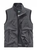Man wearing active zip-up stand collar vest for running or gym, showcasing the slim fit and design.