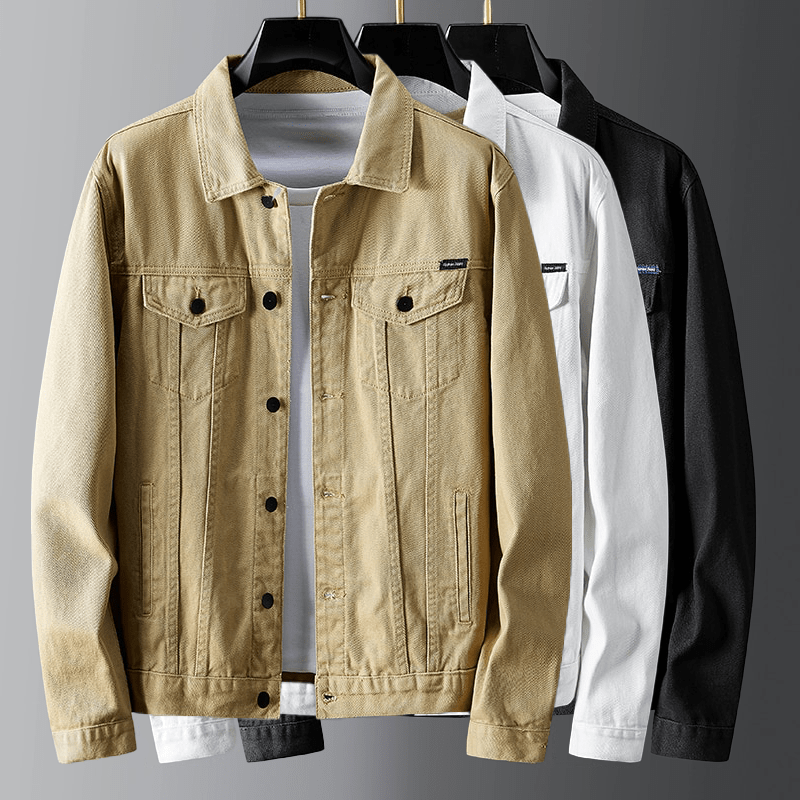 Men’s Denim Jacket - Classic Button-Up - Chest & Welt Pockets - Durable Casual Wear