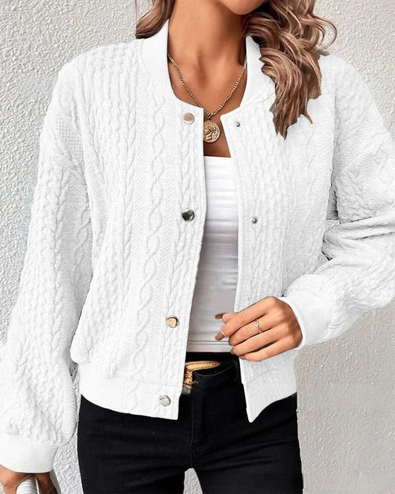 Women's Cardigan - Textured Knit - Button-Up - Ribbed Cuffs & Hem - Relaxed Fit