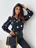 Woman in a breathable polka dot blouse. Classic, stylish and comfortable.