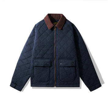 Men’s Quilted Bomber Jacket - Corduroy Collar - Lightweight Transitional Outerwear