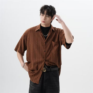 Textured knitted cuban shirt for men