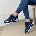 Breathable athletic sneakers for women; round toe, lace-up, rubber sole, perfect for casual spring/summer wear.