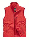 Man wearing active zip-up stand collar vest, perfect for running and outdoor activities.