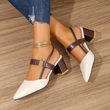 Pointed toe block high heel sandals for women