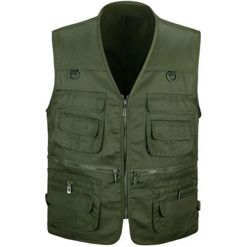 Men’s Utility Vest – Cotton – Regular Fit – Multi-Pocket Zip Front Outdoor Gear