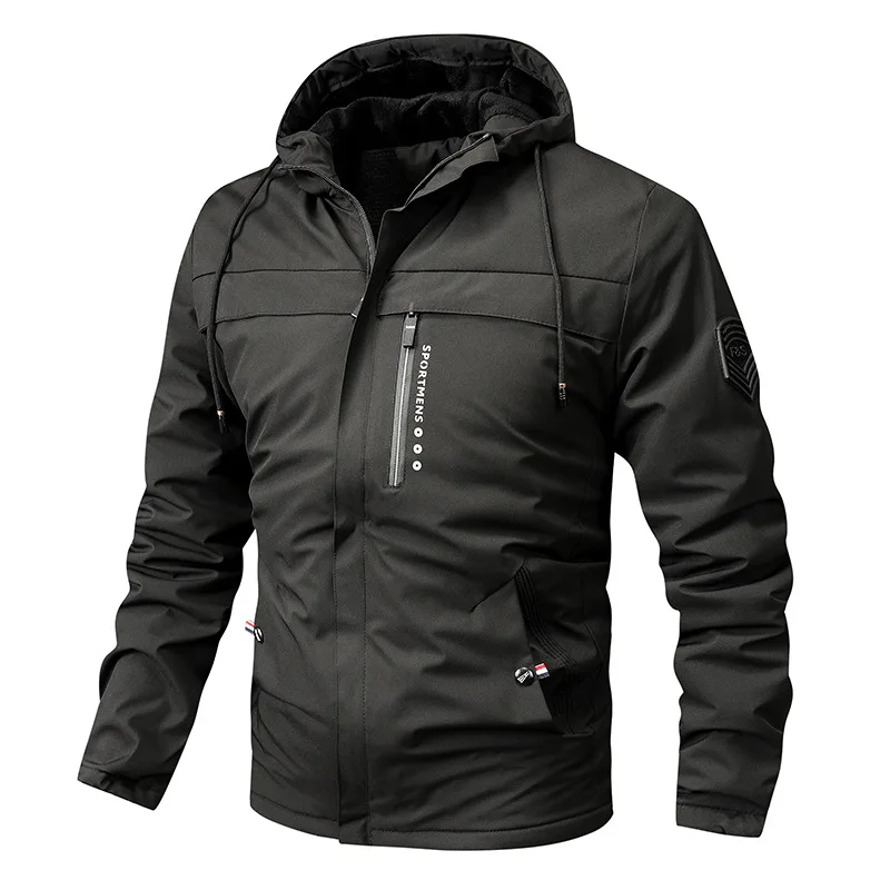 Men’s Jacket – Regular Fit – Fleece Lined Hood – Windproof Water-Resistant – Zip Pockets