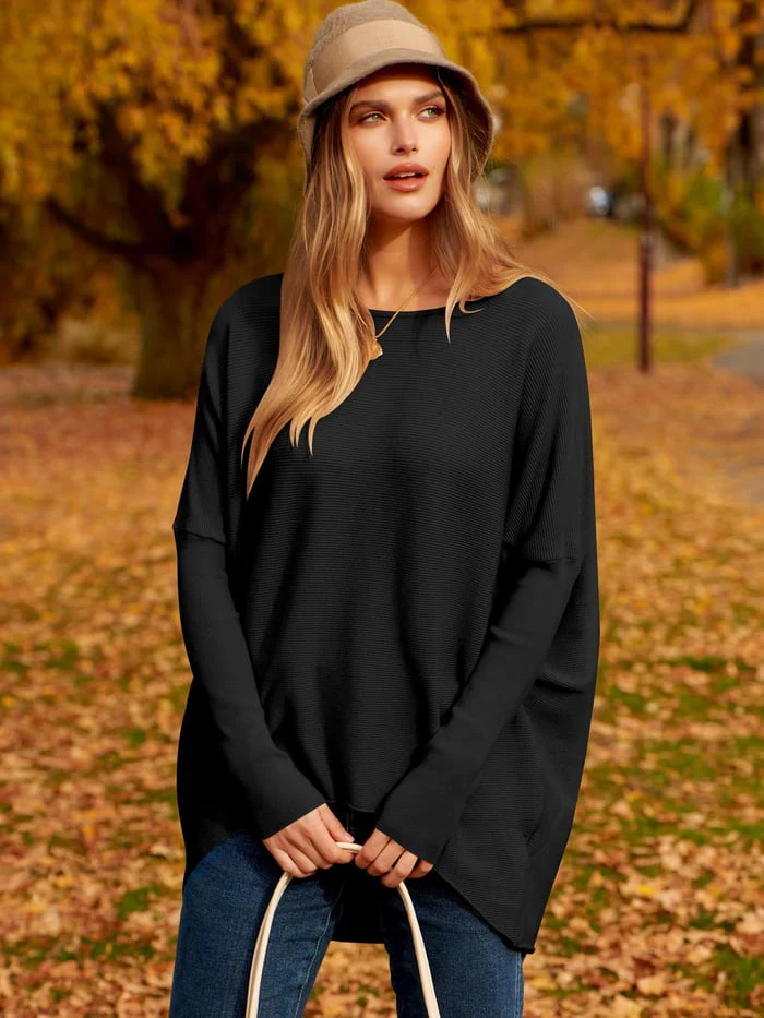 Women’s Oversized Sweater – Soft Knit Wool Blend – Long Sleeve Relaxed Fit Pullover