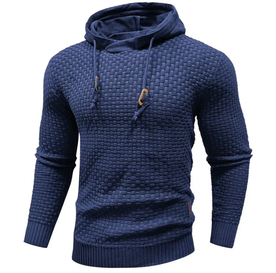 Men’s Hoodie – Regular Fit – Knitted Texture – Drawstring Hood – Ribbed Cuffs & Hem
