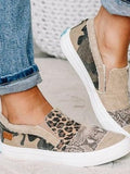 Animal print canvas slip-on shoes, casual and lightweight footwear with a bold, stylish pattern.
