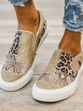 Animal print canvas slip-on shoes, showcasing a casual, lightweight, and breathable design.