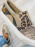 Animal print canvas slip-on shoes: Casual, lightweight footwear with a bold design for everyday comfort and style.