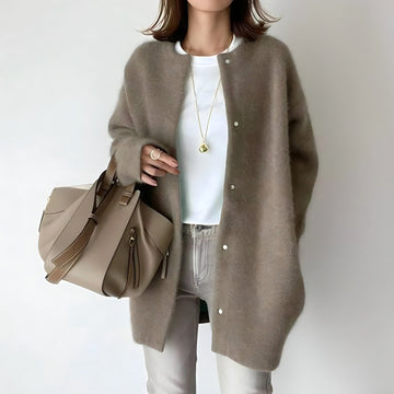 Women’s Knit Cardigan – Oversized Fit – Longline – Single Breasted – Minimalist Style