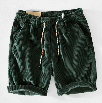 Men's Corduroy Shorts with Elastic Waistband - Lightweight & Breathable Summer Style