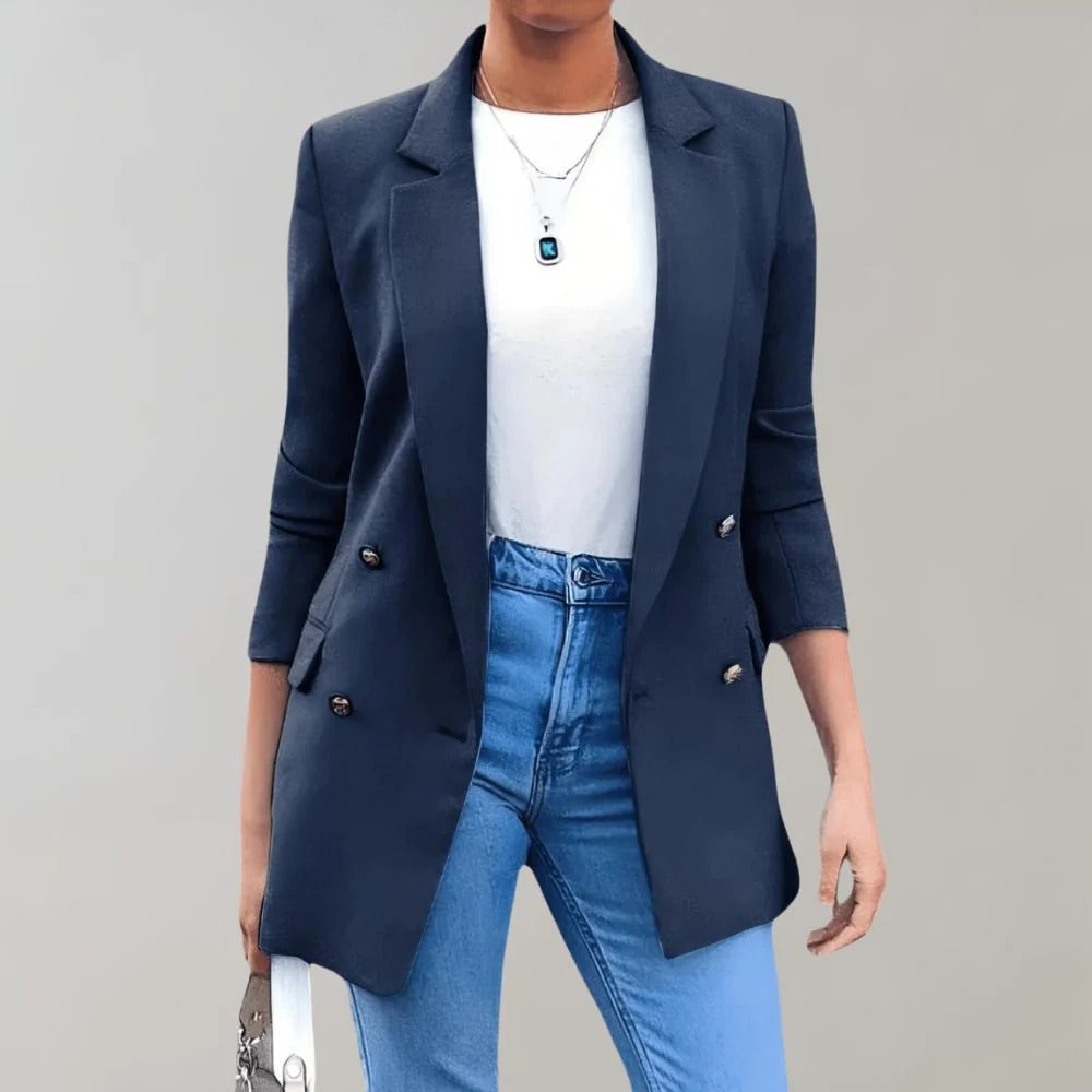 Women’s Blazer – Tailored Fit – Double-Breasted – Notched Lapel – Smart Casual