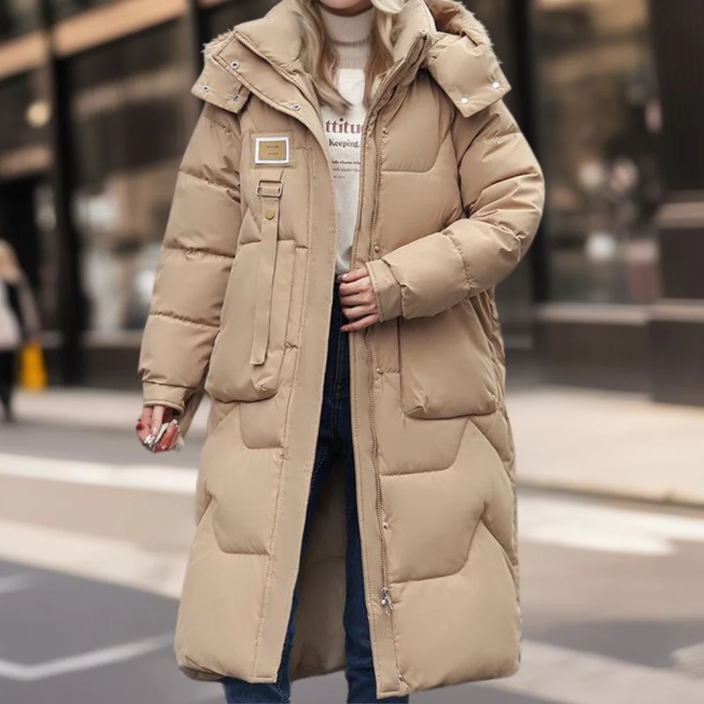 Women’s Quilted Coat – Oversized Fit – Hooded – Full Length – Insulated Warmth