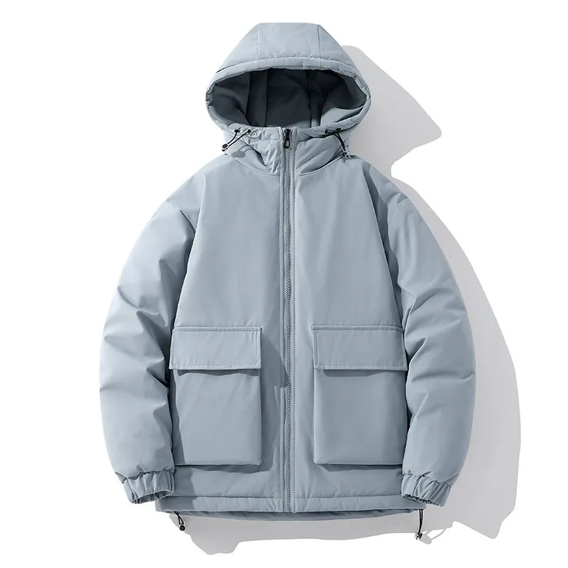 Men’s Hooded Jacket – Quilted Insulation – Oversized Fit – Full Zip – Front Pockets