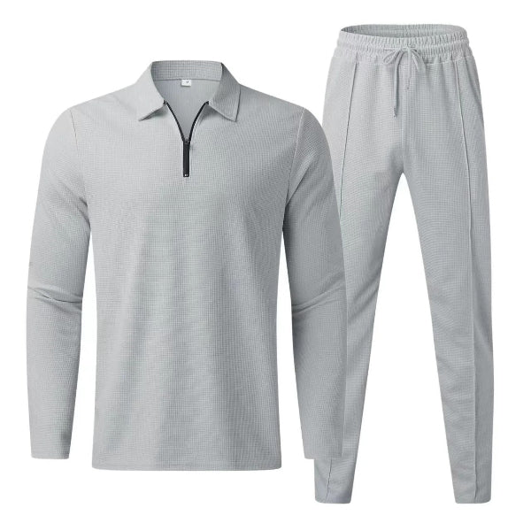 Men’s 2 Piece Set – Cotton Blend – Regular Fit – Long Sleeve Top – Tapered Leg Pants