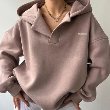 Women’s Oversized Hoodie – Cotton Blend – Drop Shoulder – V-Neck – Relaxed Fit