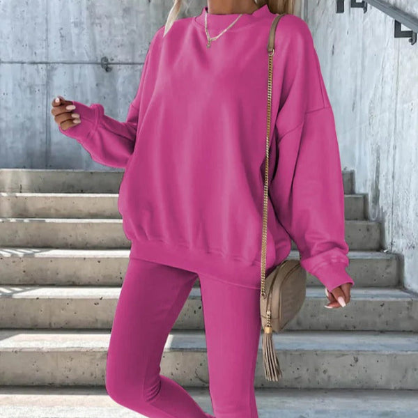 Women’s Oversized Sweatshirt – Relaxed Fit – Cotton Feel – Crew Neck – Ribbed Trim