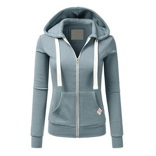 Women’s Zip-Up Hoodie – Slim Fit – Cotton Blend – Drawstring Hood – Kangaroo Pocket
