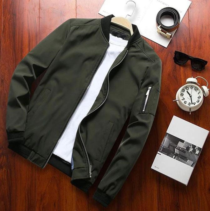 Men’s Bomber Jacket – Wind-Resistant – Relaxed Fit – Zipper Front – Utility Pocket