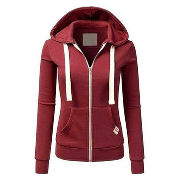 Women’s Zip-Up Hoodie – Slim Fit – Cotton Blend – Drawstring Hood – Kangaroo Pocket