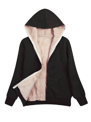 Women’s Fleece Jacket – Relaxed Fit – Plush Lined – Hooded with Zip and Pockets