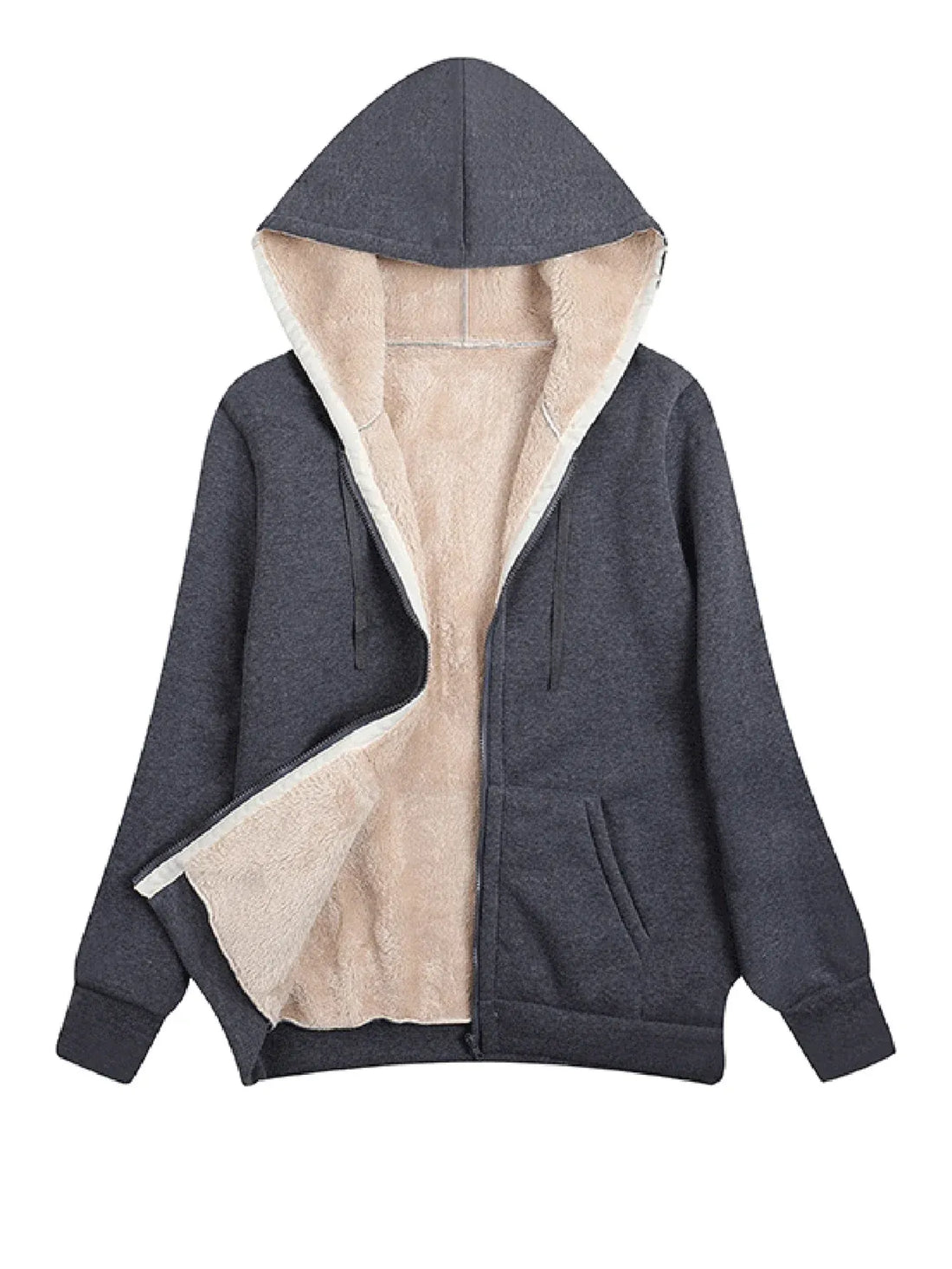 Women’s Fleece Jacket – Relaxed Fit – Plush Lined – Hooded with Zip and Pockets