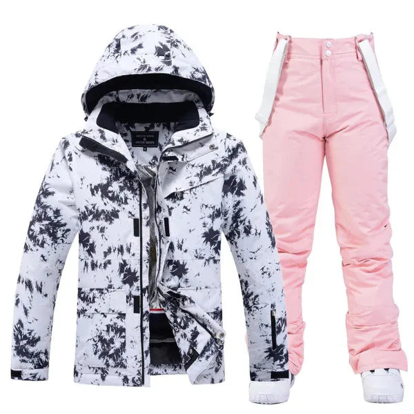 Women’s Two-Piece Ski Jacket – Water-Resistant – Insulated Full Length – Hooded with Pockets