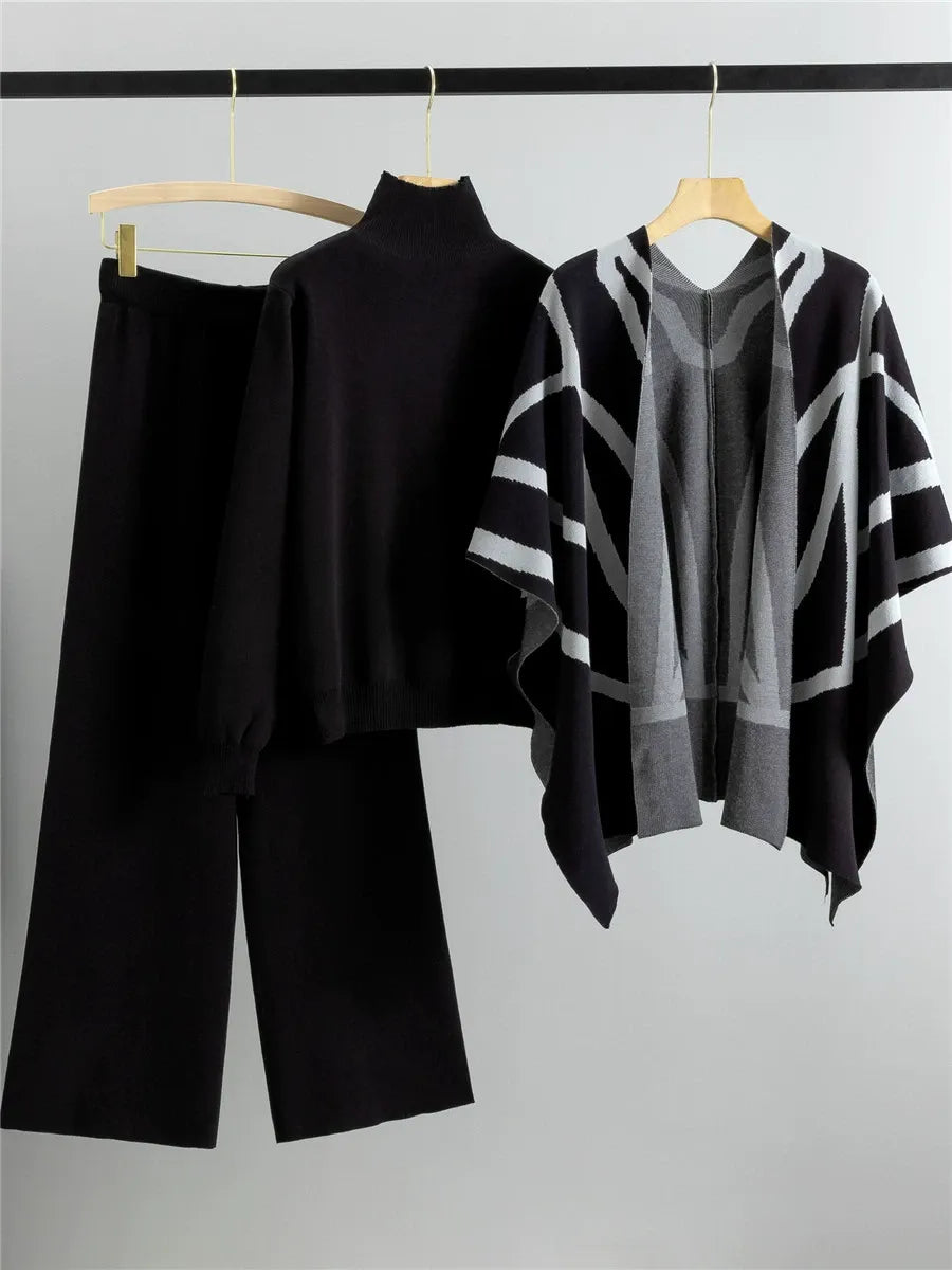 Women’s Turtleneck Sweater – Relaxed Fit – Knitted Wool Blend – Ribbed Hem & Cuffs