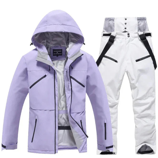 Women’s Two-Piece Ski Suit Set – Waterproof Windproof – Regular Fit – Hooded Jacket & Pants