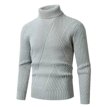 Men’s Turtleneck Sweater – Slim Fit – Ribbed Wool Knit – Long Sleeve Pullover