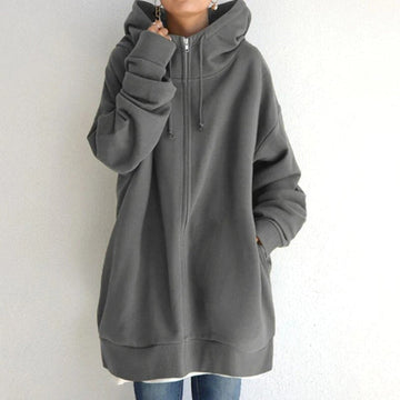 Women’s Hoodie – Oversized Fit – Plush Fleece Feel – Zip Front – Long Sleeve Casual Wear