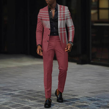 Men’s Two-Piece Suit Set – Slim Fit Blazer and Tapered Trousers – Notch Lapel – Formal Wear