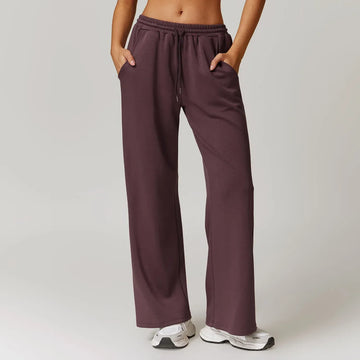 Women’s Lounge Pants – High Rise – Wide Leg Fit – Cotton Blend – Drawstring Waist
