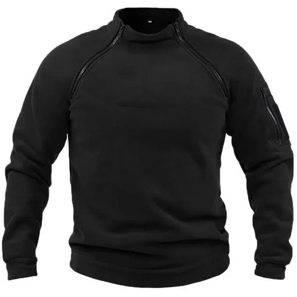 Men’s Sweatshirt – Fleece – Regular Fit – High Collar – Zipped Arm Pocket – Ribbed Cuffs