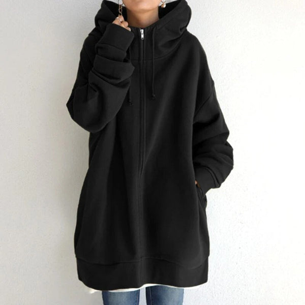 Women’s Hoodie – Oversized Fit – Plush Fleece Feel – Zip Front – Long Sleeve Casual Wear