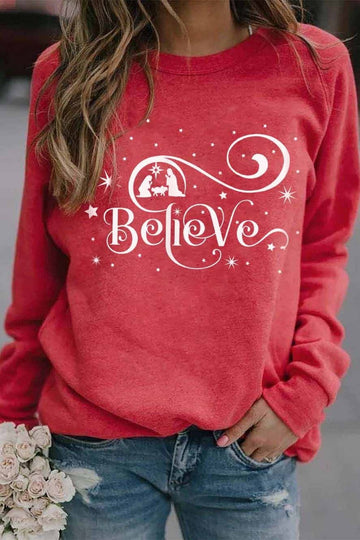 Women’s Sweatshirt – Relaxed Fit – Soft Fleece – Long Sleeve Graphic Pullover